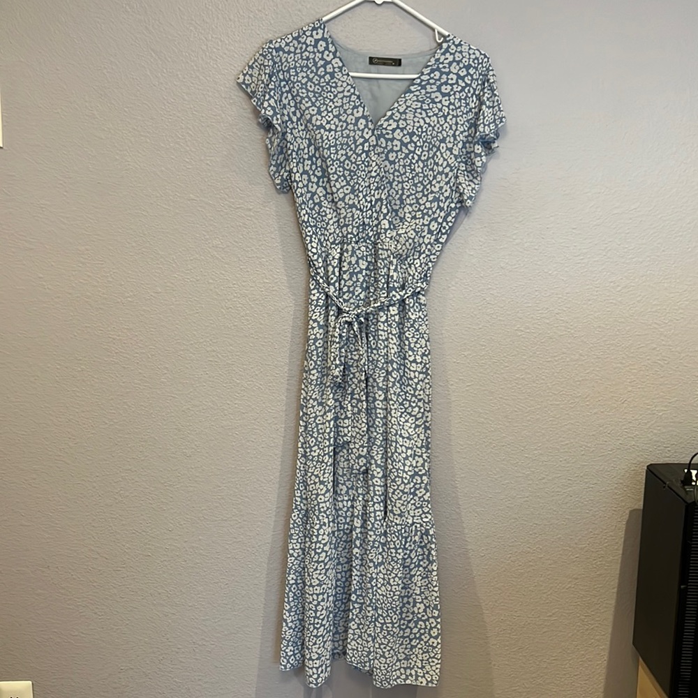 Blue print midi dress